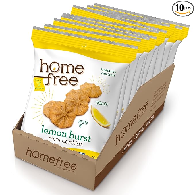 Homefree Treats You Can Trust Gluten Free Mini Cookies, Single Serve, Lemon Burst, 1.0 Ounce (Pack of 10)…