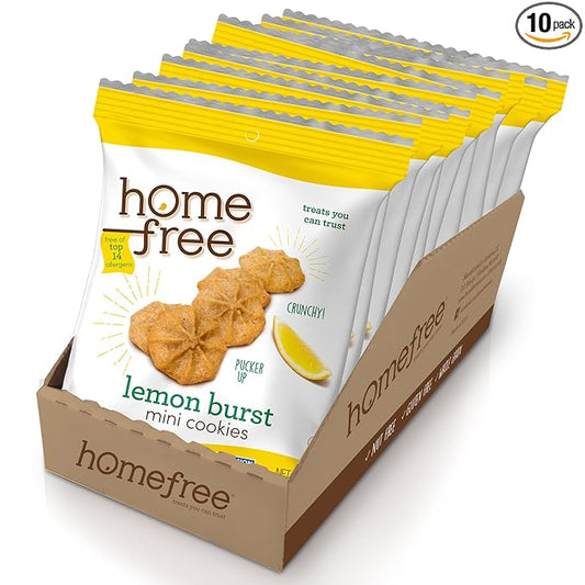 Homefree Treats You Can Trust Gluten Free Mini Cookies, Single Serve, Lemon Burst, 1.0 Ounce (Pack of 10)…