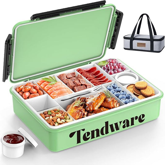 Chilled Portable Snackle Box Container Insulated Bag Keep Food Warm 12 Compartment Divided Serving Tray Reusable Ice Pack Road Trip Essentials for Charcuterie Snack Picnic Beach Birthday Gift