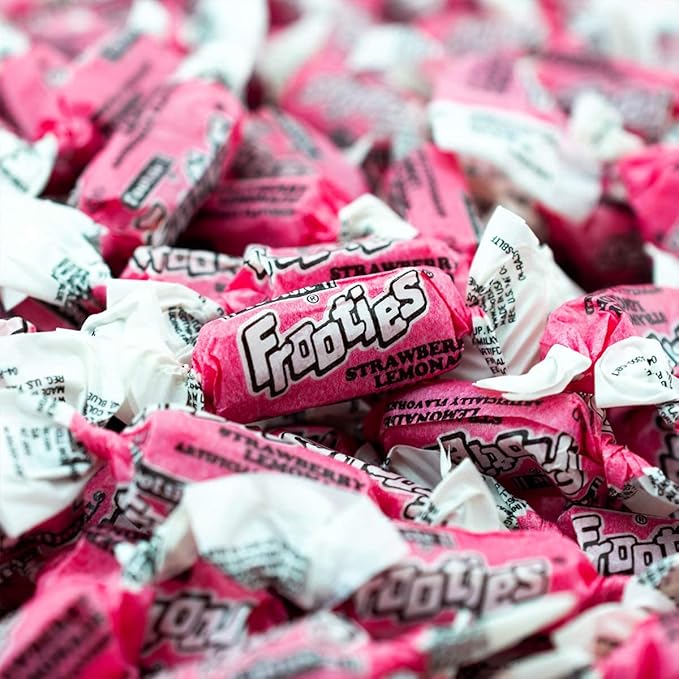 Bulk Strawberry Lemonade Flavor Tootsie Roll Frooties Chewy Pink American Taffies Candy Individually Wrapped In Resealable Assortit Bag 5 Lb 735+pcs (80-Oz) Made In USA