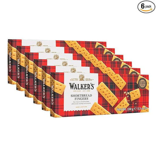 Walker's Shortbread Fingers, Pure Butter Shortbread Cookies, 5.3 Oz (Pack of 6)