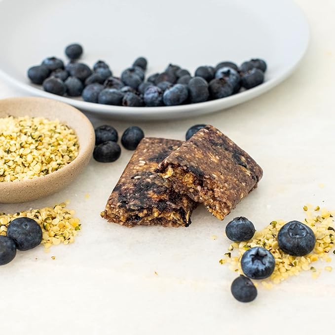 Organic Real Food Bar (Blueberry Hemp) Non-GMO, Gluten Free, Vegan, Nutrition Bars, Energy Bars, Super Food Simple Ingredients, Best Tasting, Healthy Snack, Breakfast Bars, Dairy Free, Soy Free, Pure Bliss Organics (1.7 oz bar, 12-Pack Case)