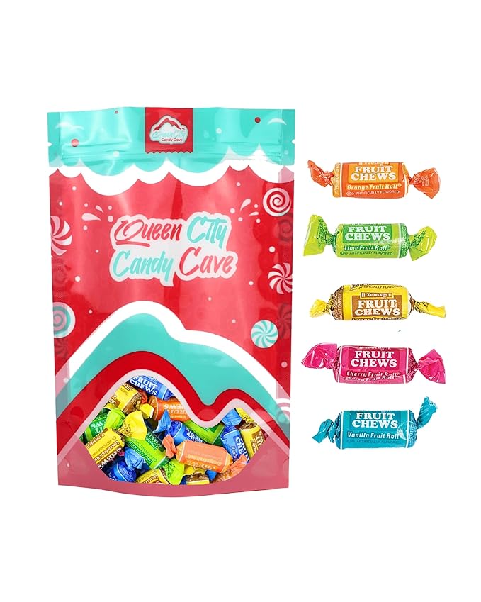 Mini Fruit Flavored Tootsy Fruit Chews - Fruity Flavored Tootsy Bites, Bulk Individually Wrapped Candy - by Queen City Candy Cave (1 Pound)