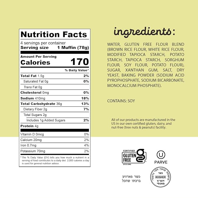 Katz Gluten Free English Muffin Vegan Variety Pack | 2 x Plain, 2 x Cinnamon Raisin | Dairy, Nut and Gluten Free | Kosher (4 Muffins per Pack)