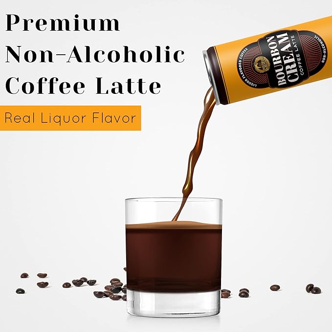 Golden Nest Liquor-Flavored Coffee Latte | Ready to Drink Liquor-Inspired Non-Alcoholic Creamy Beverage | All Natural No Preservatives | 8 Fl Oz Can (Bourbon Cream, 8 Fl Oz (Pack of 12))