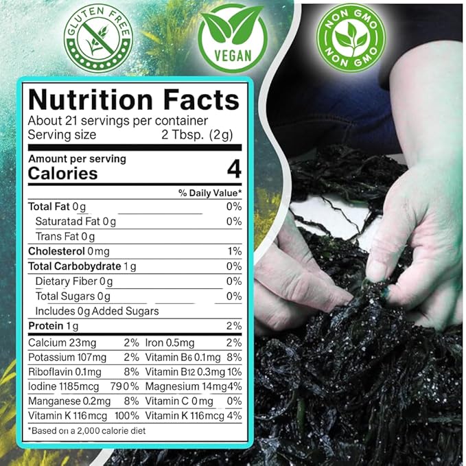 Ocean’s Balance: Organic Wild Atlantic Nori Seaweed Flakes – Organic Seaweed Flakes Perfect for Keto Diet, Paleo Diet, Vegetarian, and Vegan Diet – Gluten-Free (1.5oz Bag)