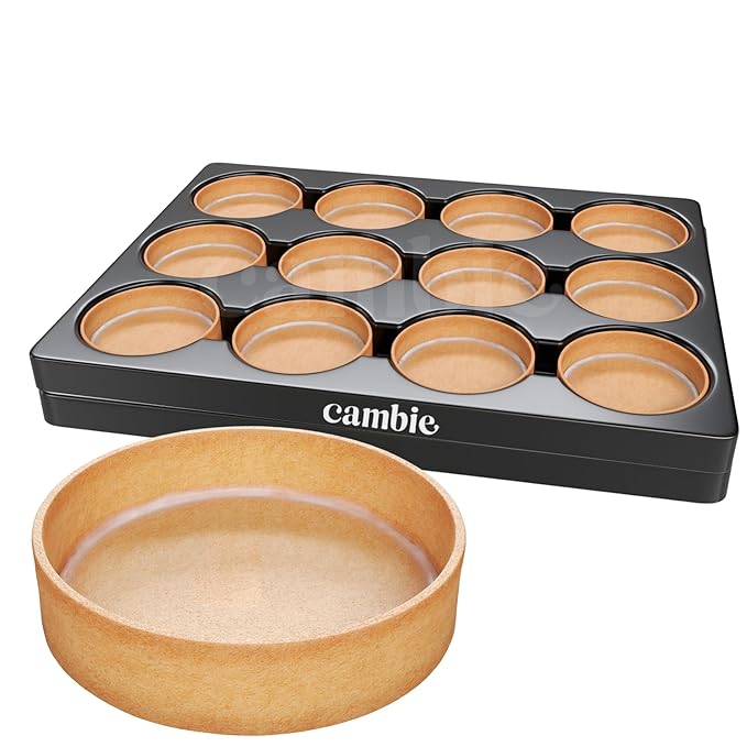 Cambie Sweet Round Mini Tart Shells, 3.15" Diameter, French Style Tart Shells with White Chocolate Coating (Pack of 24)