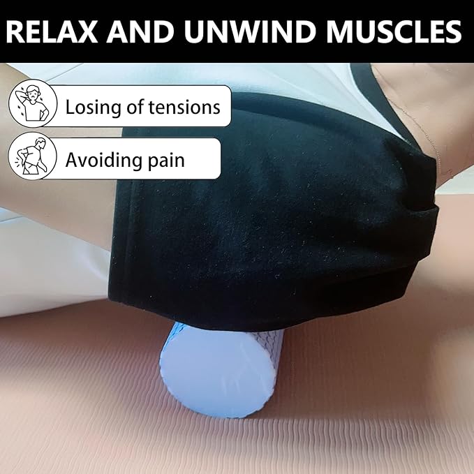 EVA Massage Roller, Recovery Foam Roller, Medium Density Light Blue Trigger Point Massage Roller for Deep Tissue Excercise, Physical Therapy, Muscle Restoration, 12" X 4" Round