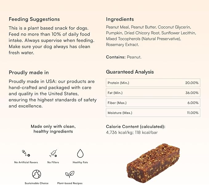 Pawco Magic Bar for Dogs – Supports Energy, Digestion & Overall Wellness – Soft, High-Protein Peanut Butter Bars with Pumpkin & Chicory Root – Pack of 8