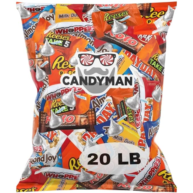 CANDYMAN 20 Pound Gift Box Mix of Chocolate, Individually Wrapped Assorted Bulk Candy Chocolates Variety Pack, Perfect for Holiday Candies, Valentine's Day