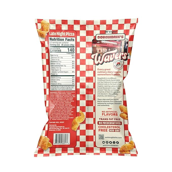 WAVERS by Doughbrik's Snacks, Late Night Pizza Flavor 4.5 oz Bag, Crispy Crunchy Texture Perfect Anytime Snack Made in the USA (1-Pack)