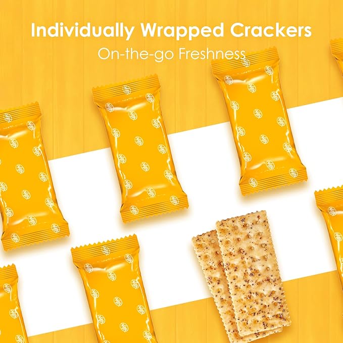 Vloong Black Truffle & Ham Flavor Soda Crackers with Chia Seeds and Quinoa, Vlife Baked Charcuterie Board Crackers, Individually Packed Office Snacks(1 PACK,14.2 Ounce), Gourmet Pepperoni Crackers for Cheese