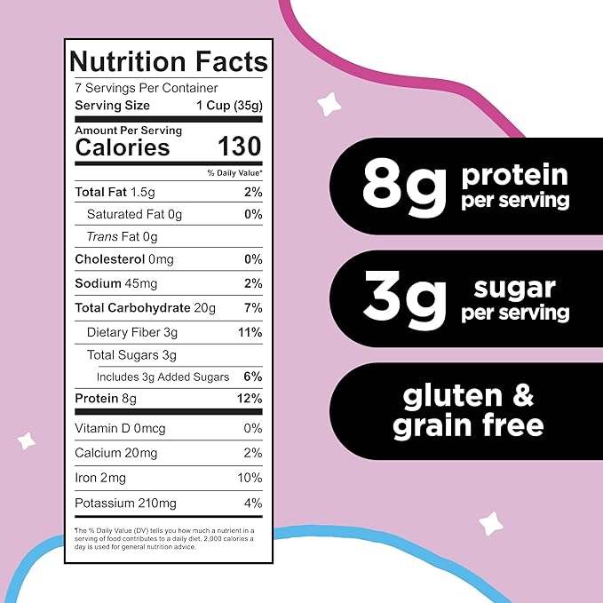 Three Wishes Grain-Free & Protein Cereal - Healthy, Low Sugar & Gluten-Free Breakfast Cereal - Low Carb, Plant-Based, Vegan & Non-GMO - Marshmallow, 3-Pack