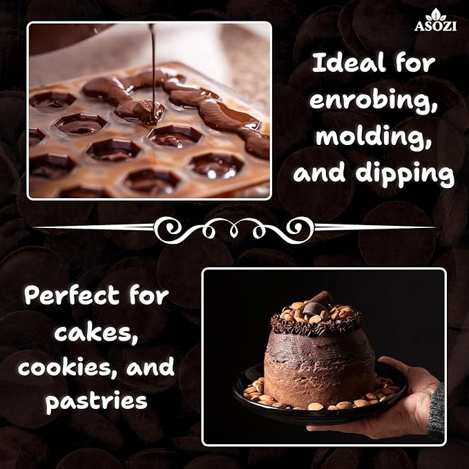 Dark Chocolate Melting Wafers - 5 LB Resealable Bag for Gourmet Chocolate Treats, Dubai Chocolate, Hot Chocolate, Baking, and Confections - Intense Flavor, Smooth Texture for Chocolatiers