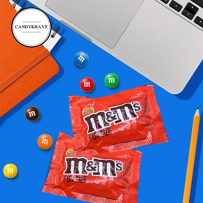 M n M's Peanut Butter Milk Chocolate Candy - 2 lbs Bulk Pack - Individually Wrapped Fun Size Candy for Freshness - Colorful Delicious Sweets for Kids, Adults, Pantry, Office & Birthdays