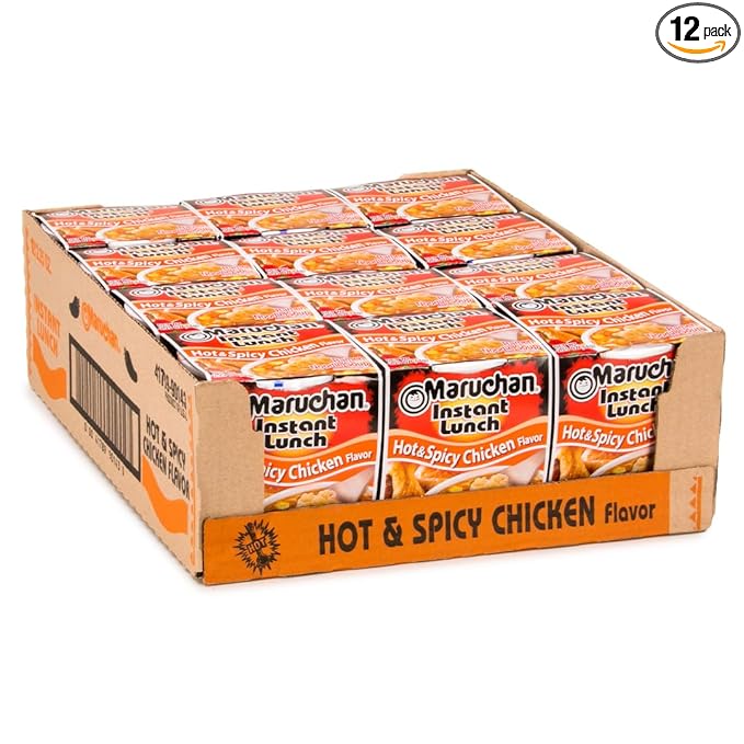 Maruchan Instant Lunch Hot & Spicy Chicken Flavor, 2.25 Oz, Pack of 12