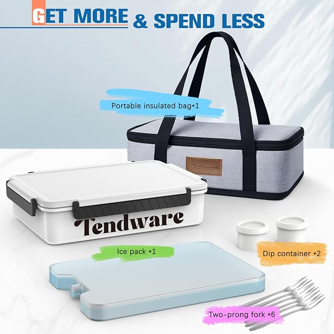 Chilled Portable Snackle Box Container Beach Essentials Insulated Bag Keep Food Warm, Divided Serving Tray Reusable Ice Pack Road Trip Essentials for Charcuterie Snack Picnic