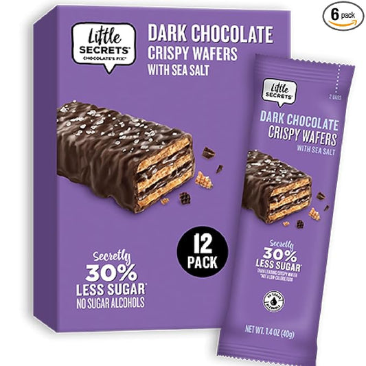 Little Secrets Dark Chocolate Crispy Wafers | 60 Minis | Made in Europe | Nothing Artificial & No Sugar Alcohols | Sustainable Cocoa | 1.4 Ounce (Pack of 12)