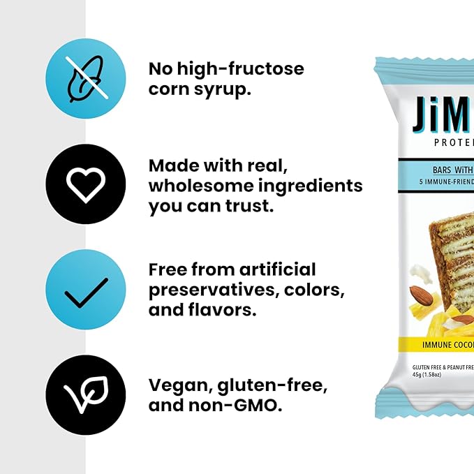 JiMMY! Bars with Benefits, Protein Bar, Cookies 'N Cream, 12 Bars, 2.05 oz (58 g) Each