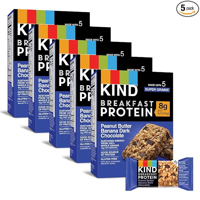 KIND Breakfast Protein Bars, Peanut Butter Banana Dark Chocolate, Healthy Snacks, Gluten Free, 8g Protein, 30 Count