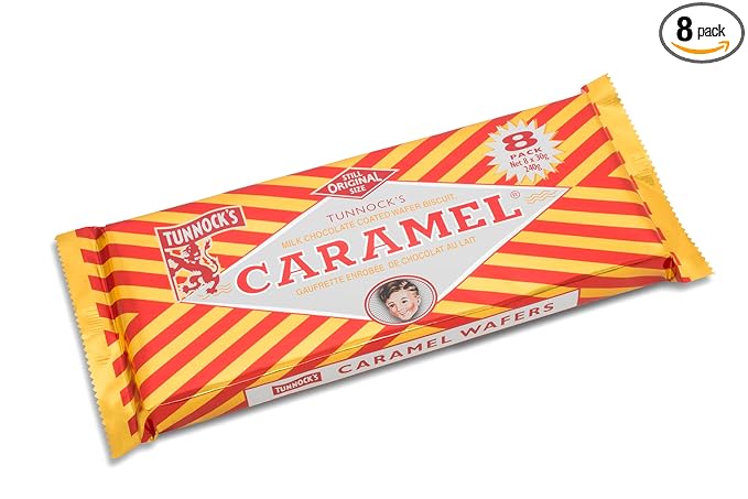 Tunnock's Real Milk Chocolate Caramel Wafers 8 Pack of 30g (Pack of 1)