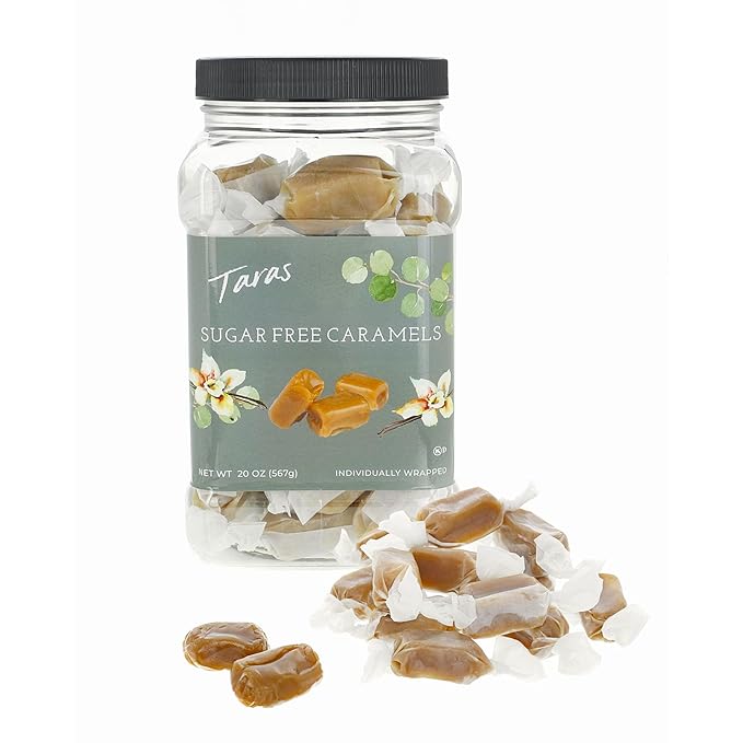 Taras Gourmet Sugar Free Caramels | All Natural Candy | Creamy & Individually Wrapped with Real Butter (20 oz)
