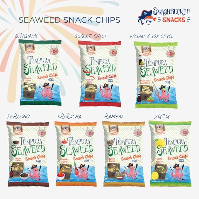 Japanese Tempura Seaweed Chips, Noriten – Sriracha Flavor | 5.29oz | Made in Japan by Swashbuckle Snacks