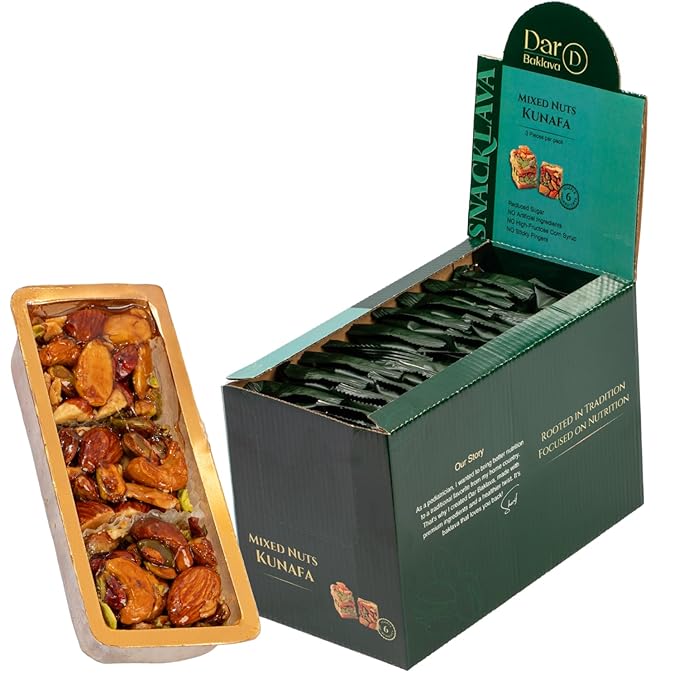 Snacklava Mixed Nuts Kunafa - 20 Pack (60 Pieces) - No Artificial Ingredients, Colors or Preservatives - 5g of Protein Per Serving