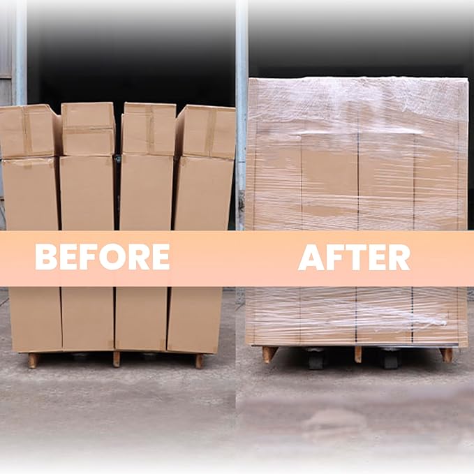 TAPEBEAR Stretch Wrap Film 80 Gauge, 15" x 1000Ft Shrink Wrap Roll with Handles, Stretch Film Roll Industrial Strength Self-Adhering Plastic Wrap for Pallet Wrapping, Furniture Moving, Luggage Packing