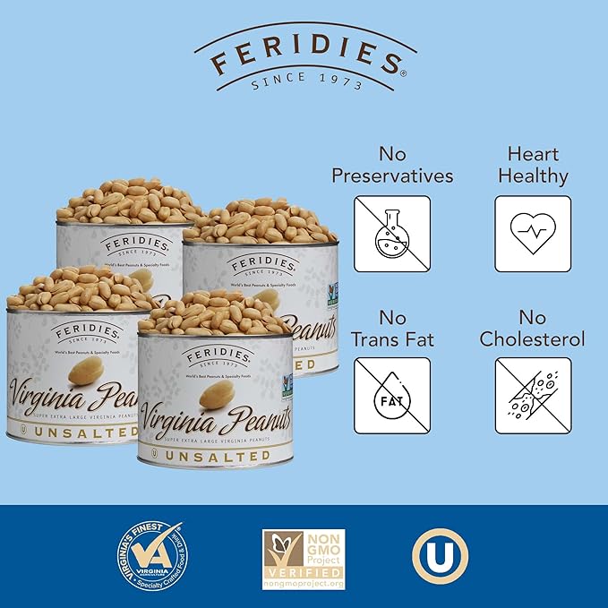4 Pack-36oz Can Unsalted Virginia Peanuts