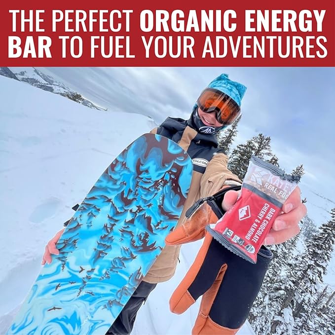 Kate’s Real Food Organic Granola Bars - Dark Chocolate Cherry & Almond (2.2 oz, Pack of 12) - Organic Energy Bars Made with Gluten Free Oats - Non GMO, Soy Free, Whole Grains, and All Natural - Healthy Snacks