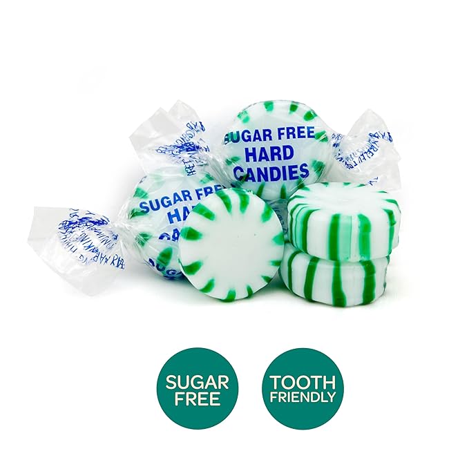 Sugar Free Mints - 1 lb (Aprox. 90 Count) - Sugar Free Hard Candy- Spearmint Candy -Zero Sugar Candy -Speamint Mints Individually Wrapped