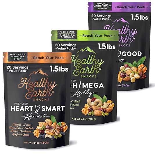 Mixed Nuts Unsalted | Trail Mix | Trail Mix without Peanuts | Gourmet Snacks, Protein Snacks, Gluten Free, No Preservatives, High Fiber (Three Pack Bundle)