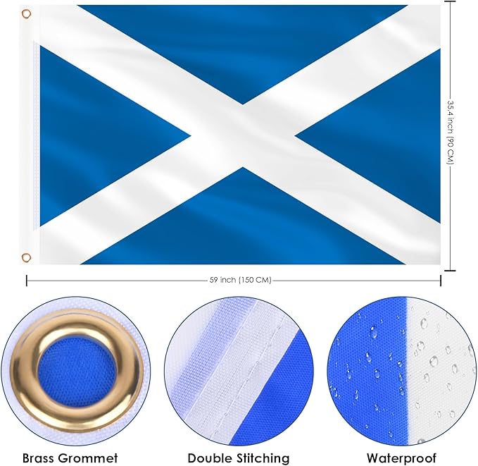 AhfuLife 2 Pcs Scotland Flags 3x5 Ft, Large Scotland Flags for Outside - Double Side with Brass Eyelets for for Olympic Party Decorations, Bar Garden Street Decoration Indoor Outdoor