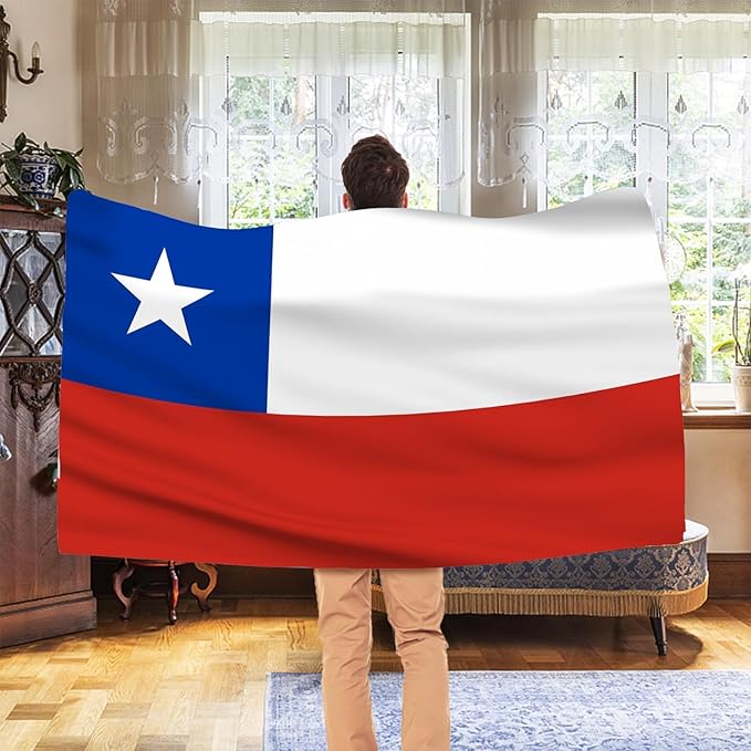 AhfuLife Chile Flag 3x5 Ft, Large Chilean National Flags for Outside - Double Side with Brass Eyelets for Chilean Party Decorations, Soccer Party Bar Garden Decoration Indoor Outdoor