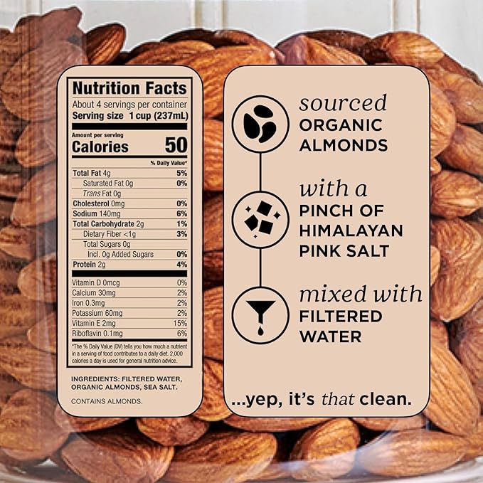 Mooala Organic Simple Almondmilk - -Shelf Stable Single Serve Cartons, 3 Ingredients, No Gums, No Oil, No Fillers Unsweetened, Dairy Free Milk, On The Go 12 Pack