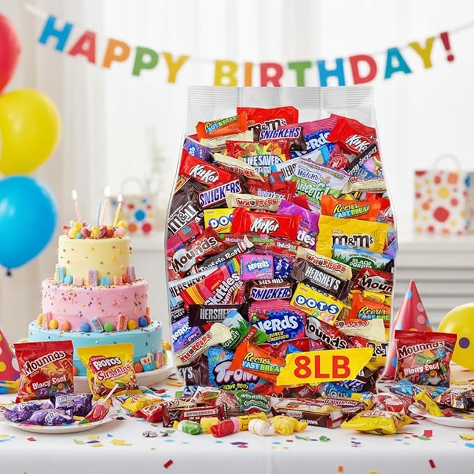 Assorted Chocolate Candy Variety Pack - 8lb Bulk Chocolate Candy Mix - Individually Wrapped Chocolate Candies for Party Favors, Office & School Treats, Goodie Bags, Parades and Pinata Candies - 8 Pound Box of Bulk Candy