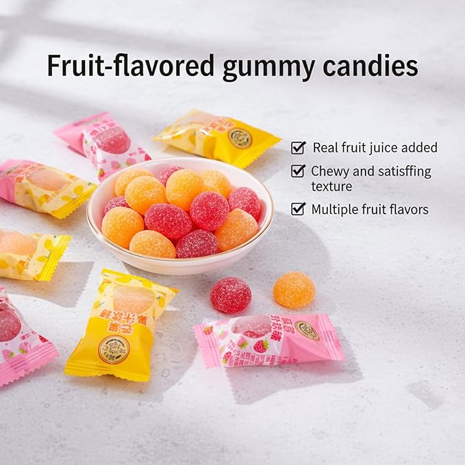 Chinese Snacks Gummies 10.58 oz Bag –Strawberry and Mango Flavors Assorted Soft Candy – Fresh, Soft & Chewy – Party, Snack, Candy Buffet – (1 Pack)