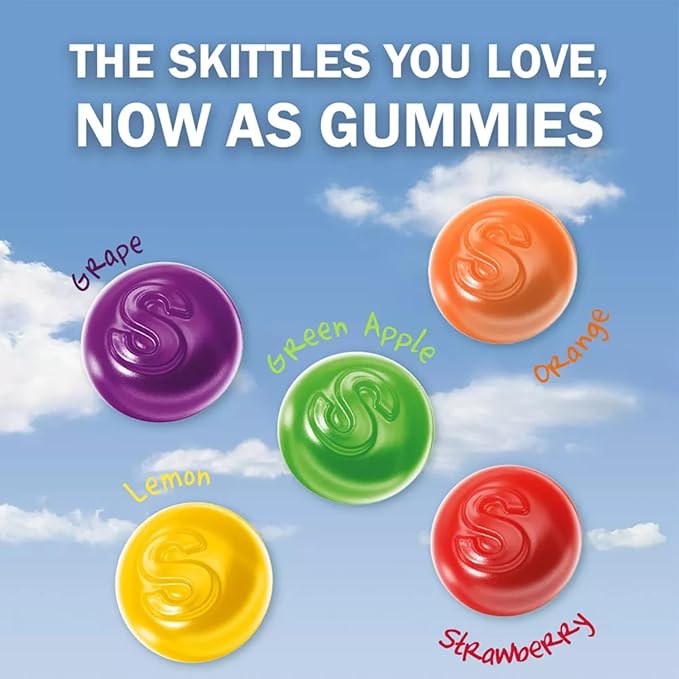 ASSORTIT X Skittles Collab Gummies Original Fun Size 1.5 LB Bulk Bag 25+ Packs Individually Wrapped Fruity Chewy Gummy Candy