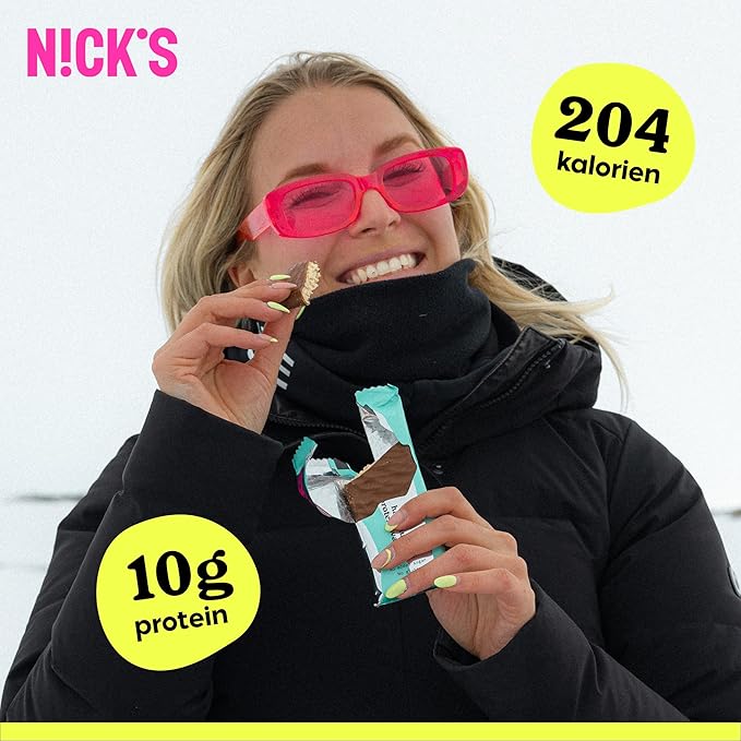 NICKS Protein Wafer Bars Peanut Butter | 25% Protein | 204 Calories | Low carb Biscuits Snack Bar No Added Sugar Gluten free (Multipack 24x40g