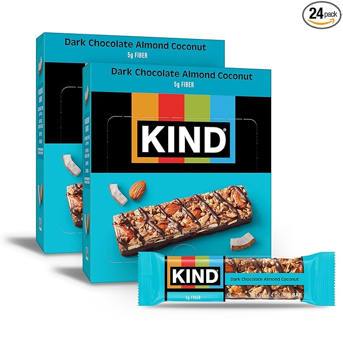 KIND Nut Bars, Dark Chocolate Almond Coconut, Healthy Snack Bars, Gluten Free, 3g Protein, 24 Count