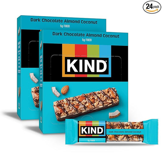 KIND Nut Bars, Dark Chocolate Almond Coconut, Healthy Snack Bars, Gluten Free, 3g Protein, 24 Count