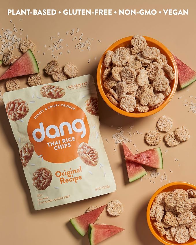 DANG Sticky Rice Chips | Original | 12 Pack | Vegan, Gluten Free, Non Gmo Rice Crisps, Healthy Snacks Made With Whole Foods | 3.5 Oz Bags
