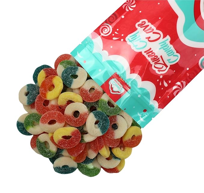 Assorted Flavored Gummy Rings- Bulk Assorted Gummy Candy Mix - Fresh, Soft, and Chewy Sugar Dusted Gourmet Candy Rings (3 Pound)