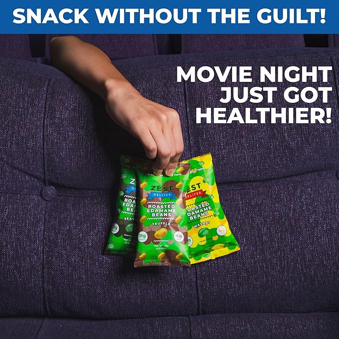 Edamame Snack by Zest Delites, 26g x 48 Packs, Healthy High Protein Snacks Bulk, Keto, Low Carb, Low Calorie, Sea Salt, Sriracha, Buffalo, Truffle, Seaweed, Wasabi