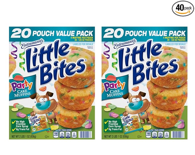 (Club Pack) Little Bites Party Cake Muffins, 40 individual packs, (1.65 oz each), Mini Muffins, 66 oz Box