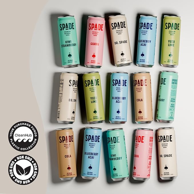 Spade Soda Nostalgic Variety 12 Pack, Premium All-Natural, No Sugar, No Calories, Electrolytes, Magnesium, Potassium, Healthy Non GMO, Sweet Quality Stevia, No Artificial Sweeteners, Great Taste, Bold Taste