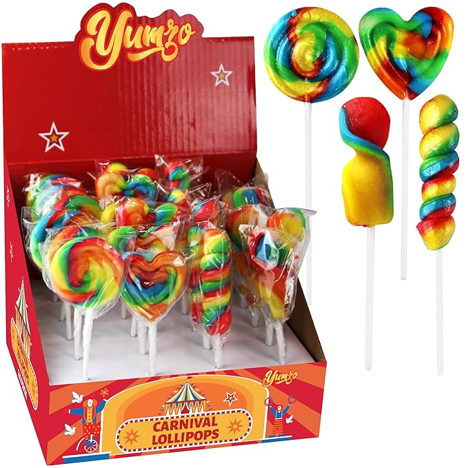Carnival Lollipops Rainbow Twist, Swirls, and Round Unicorn Party Favors - Individually Wrapped Rainbow Candy Suckers & Lollipops Great for Birthday Parties, Unicorn Pinata, 24 Count