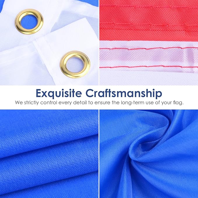 AhfuLife French Flag 3 x 5 Ft France Flag, Large France National Flags for Outside - Double Side with Brass Eyelets for Olympic Party Decorations, Bar Garden Street Decoration Indoor Outdoor