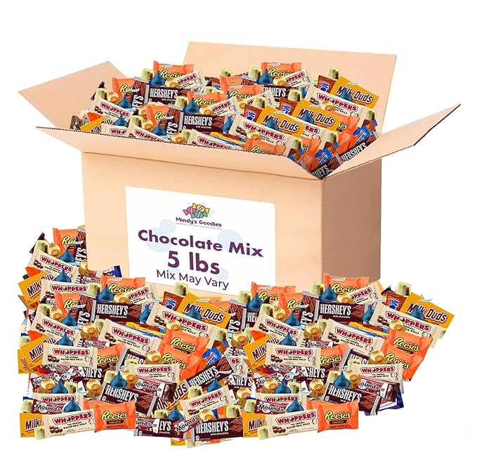 Chocolate Candy Variety Pack in Red Gift Box , Bulk Individually Wrapped, Mini Chocolate Candy Variety Pack, Ideal , Bulk Chocolate, Perfect for Parties, Office Treats, and Holiday Celebrations (5 Pound)